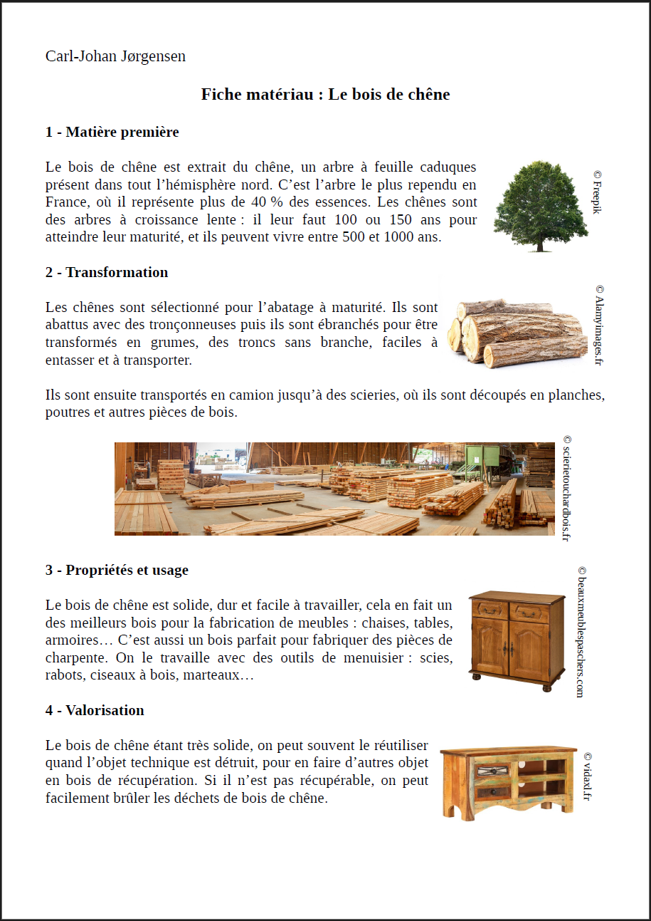 Fiche matériau